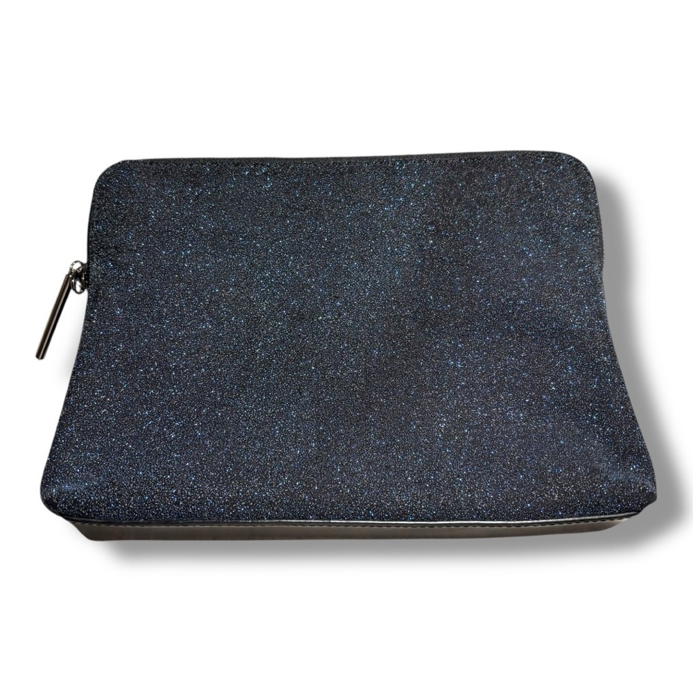 3.1 Phillip Lim Navy Beaded & Black Leather Glitter Clutch